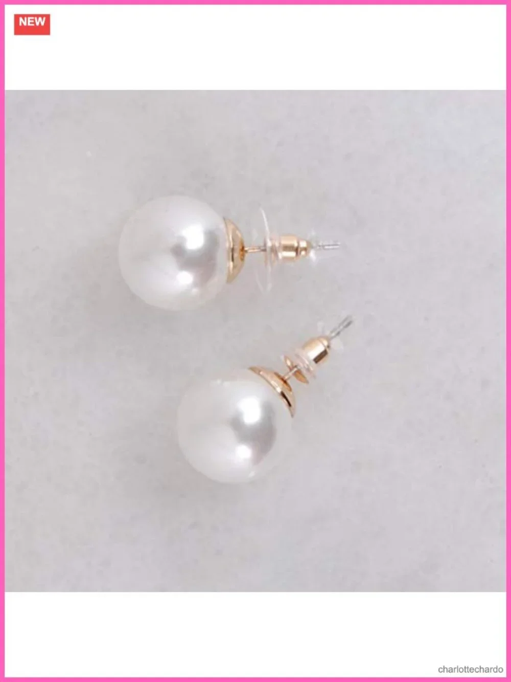 Simulated Pearl Stud Earrings - Hypoallergenic Stainless Steel Gold Tone Plated